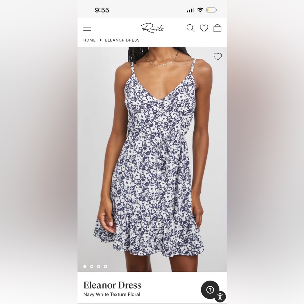 Rails Eleanor Dress in Navy White Texture Floral size Medium